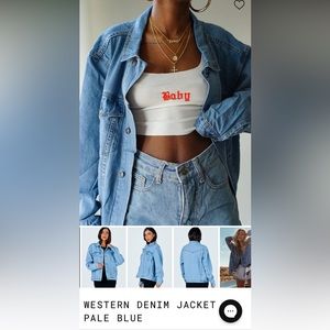 Princess Polly Western Denim Jacket (Pale Blue)